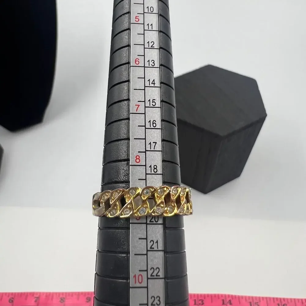 Vintage Gold Tone‎ Ring Cubic Zirconia Stones Size 9 Fashion Jewelry